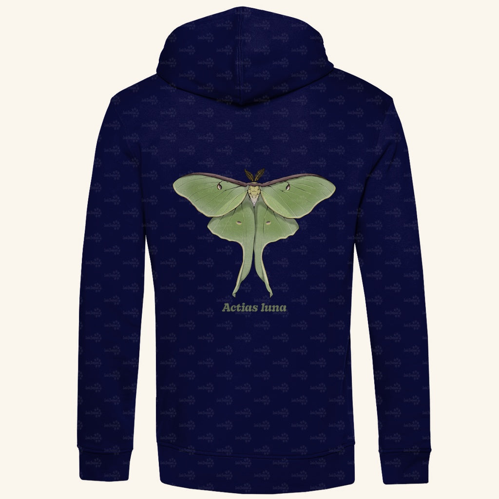 Herren  Bio Hoodie mit Seitentaschen | Mondmotte Luna Moth Actias luna