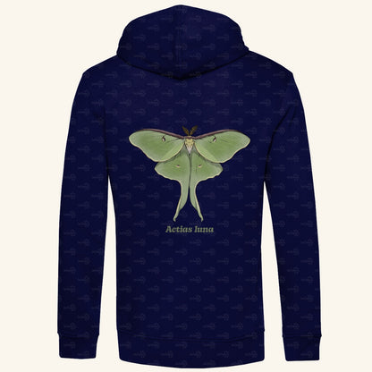 Herren  Bio Hoodie mit Seitentaschen | Mondmotte Luna Moth Actias luna