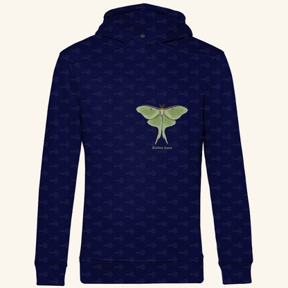 Herren  Bio Hoodie mit Seitentaschen | Mondmotte Luna Moth Actias luna