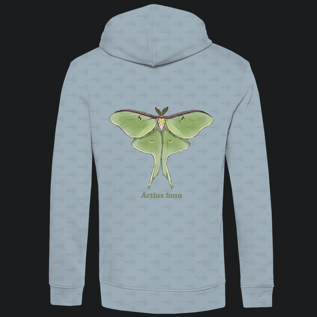 Herren  Bio Hoodie mit Seitentaschen | Mondmotte Luna Moth Actias luna