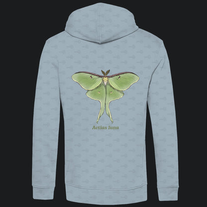 Herren  Bio Hoodie mit Seitentaschen | Mondmotte Luna Moth Actias luna