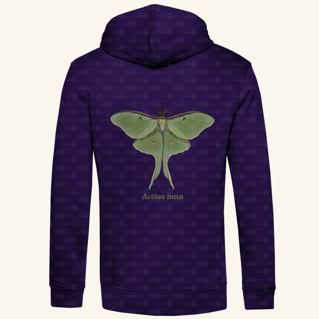 Herren  Bio Hoodie mit Seitentaschen | Mondmotte Luna Moth Actias luna