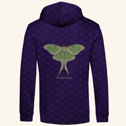 Herren  Bio Hoodie mit Seitentaschen | Mondmotte Luna Moth Actias luna
