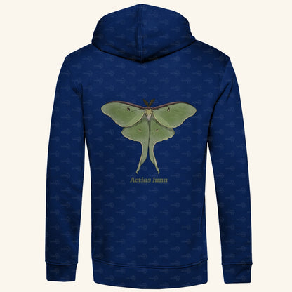 Herren  Bio Hoodie mit Seitentaschen | Mondmotte Luna Moth Actias luna