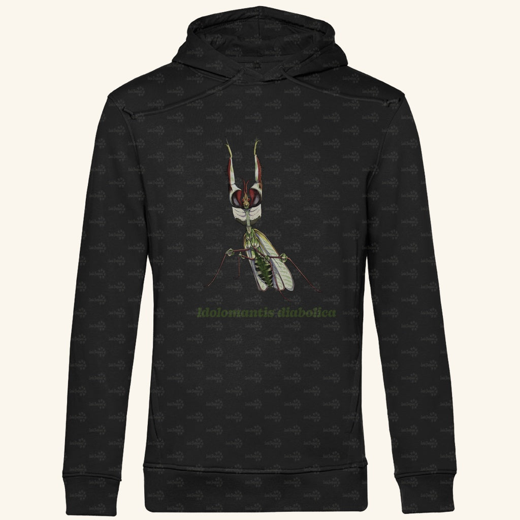 Herren  Bio Hoodie mit Seitentaschen | Große Teufelsblume  Idolomantis diabolica