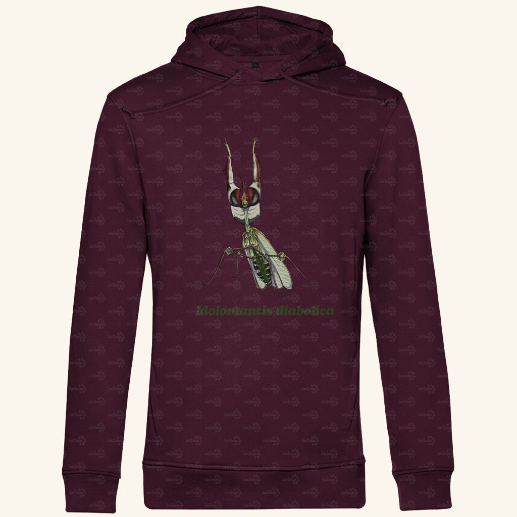 Herren  Bio Hoodie mit Seitentaschen | Große Teufelsblume  Idolomantis diabolica