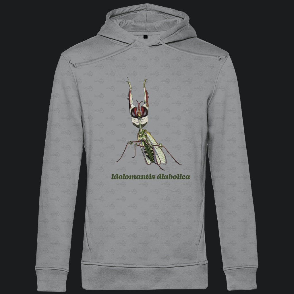 Herren  Bio Hoodie mit Seitentaschen | Große Teufelsblume  Idolomantis diabolica
