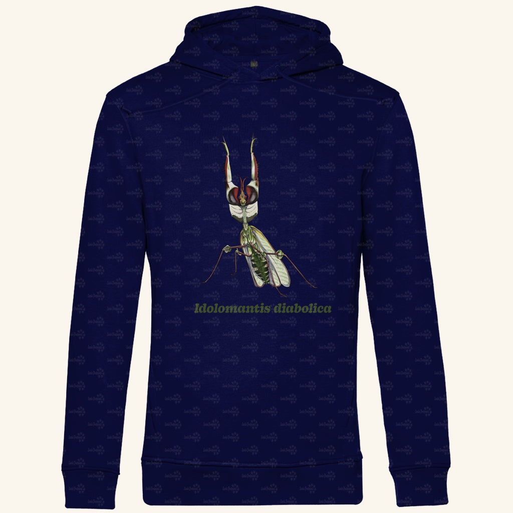 Herren  Bio Hoodie mit Seitentaschen | Große Teufelsblume  Idolomantis diabolica