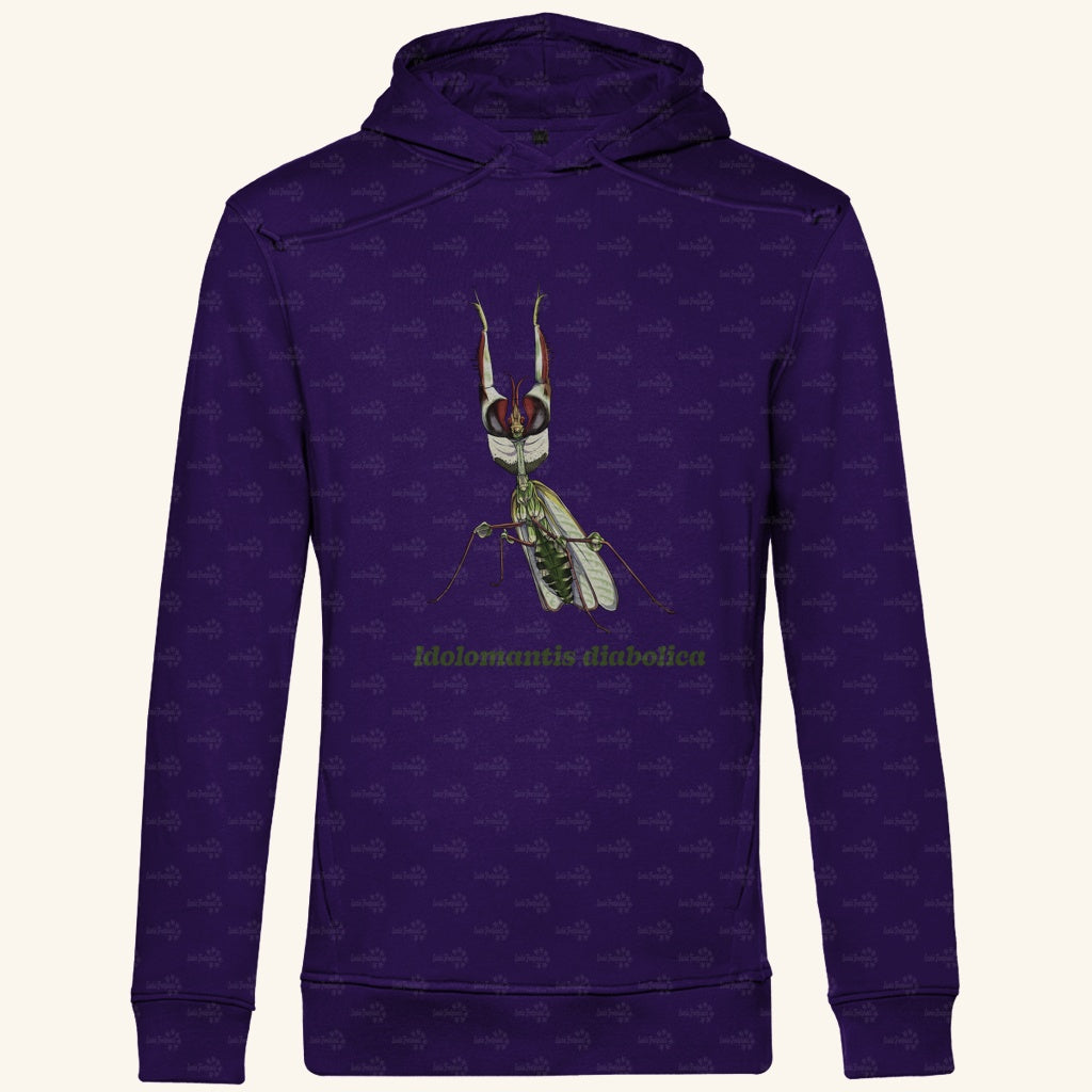 Herren  Bio Hoodie mit Seitentaschen | Große Teufelsblume  Idolomantis diabolica