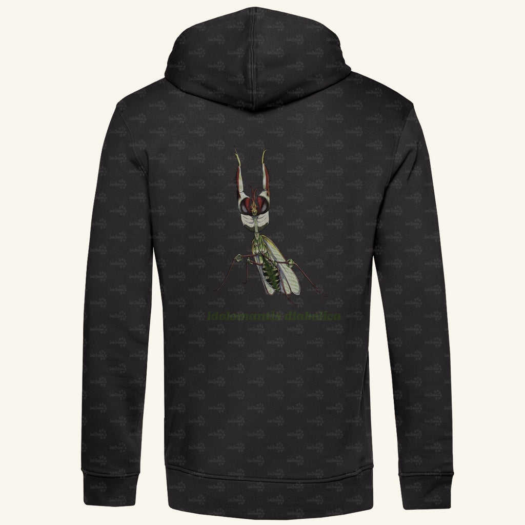 Herren  Bio Hoodie mit Seitentaschen | Große Teufelsblume  Idolomantis diabolica