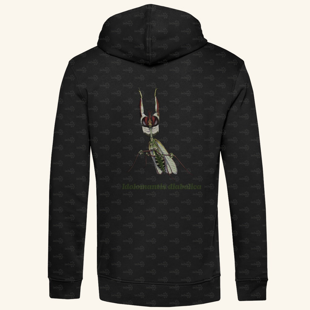 Herren  Bio Hoodie mit Seitentaschen | Große Teufelsblume  Idolomantis diabolica