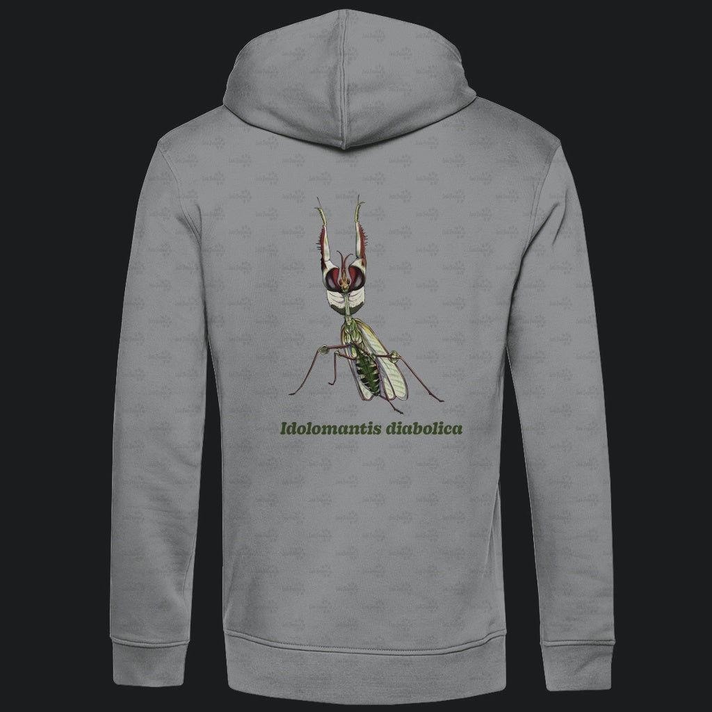 Herren  Bio Hoodie mit Seitentaschen | Große Teufelsblume  Idolomantis diabolica