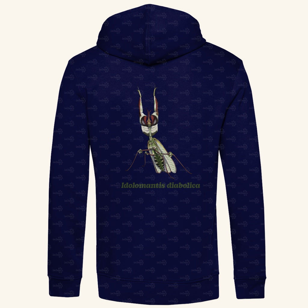 Herren  Bio Hoodie mit Seitentaschen | Große Teufelsblume  Idolomantis diabolica