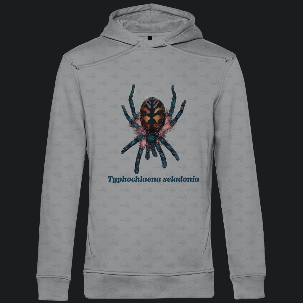 Herren Bio Hoodie mit Seitentaschen | Brasilianische Juwelvogelspinne Typhochlaena seladonia