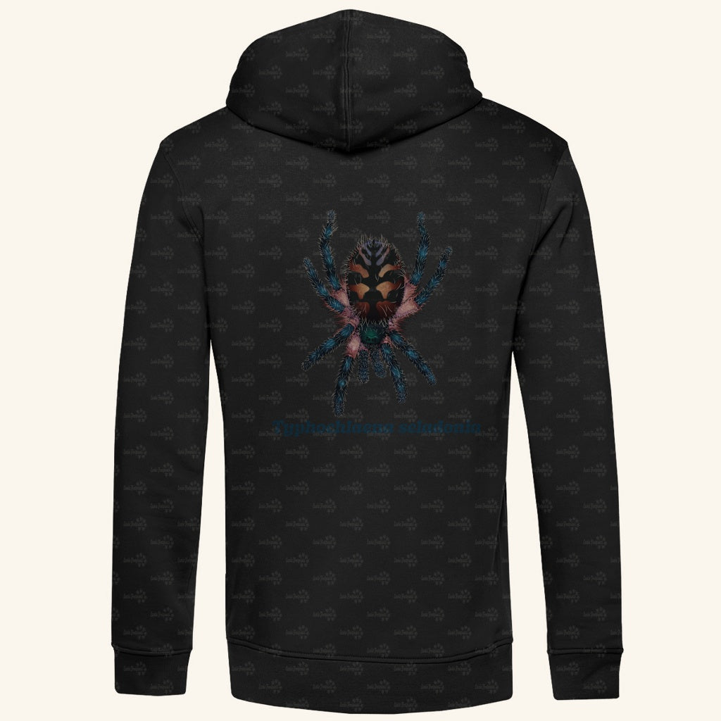 Herren Bio Hoodie mit Seitentaschen | Brasilianische Juwelvogelspinne Typhochlaena seladonia
