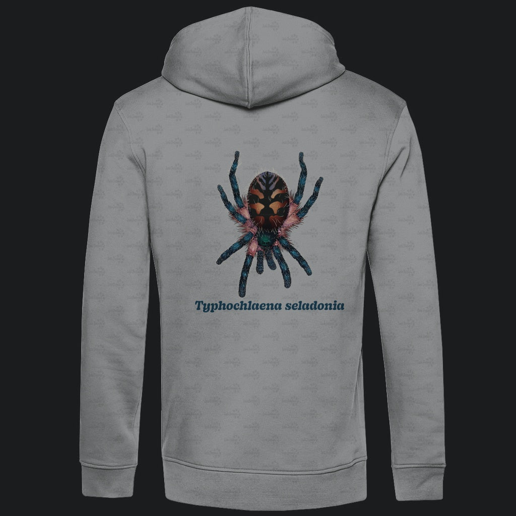 Herren Bio Hoodie mit Seitentaschen | Brasilianische Juwelvogelspinne Typhochlaena seladonia