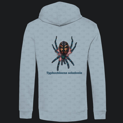 Herren Bio Hoodie mit Seitentaschen | Brasilianische Juwelvogelspinne Typhochlaena seladonia