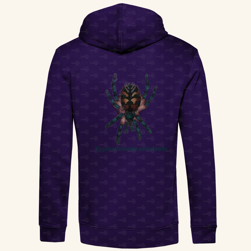Herren Bio Hoodie mit Seitentaschen | Brasilianische Juwelvogelspinne Typhochlaena seladonia