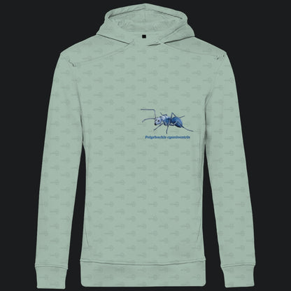 Herren  Bio Hoodie mit Seitentaschen | Blau schillernde Schuppenameise Polyrhachis cyaniventris