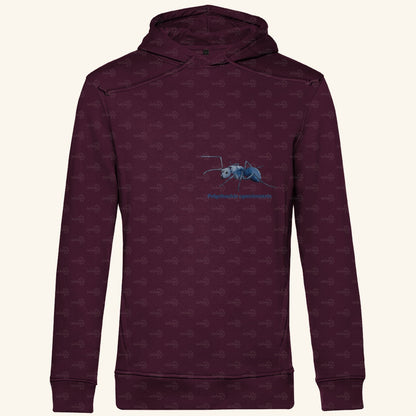 Herren  Bio Hoodie mit Seitentaschen | Blau schillernde Schuppenameise Polyrhachis cyaniventris