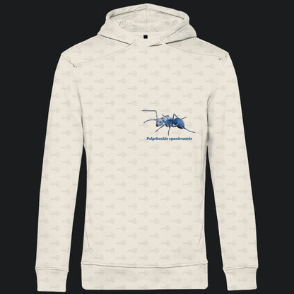 Herren  Bio Hoodie mit Seitentaschen | Blau schillernde Schuppenameise Polyrhachis cyaniventris