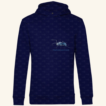 Herren  Bio Hoodie mit Seitentaschen | Blau schillernde Schuppenameise Polyrhachis cyaniventris