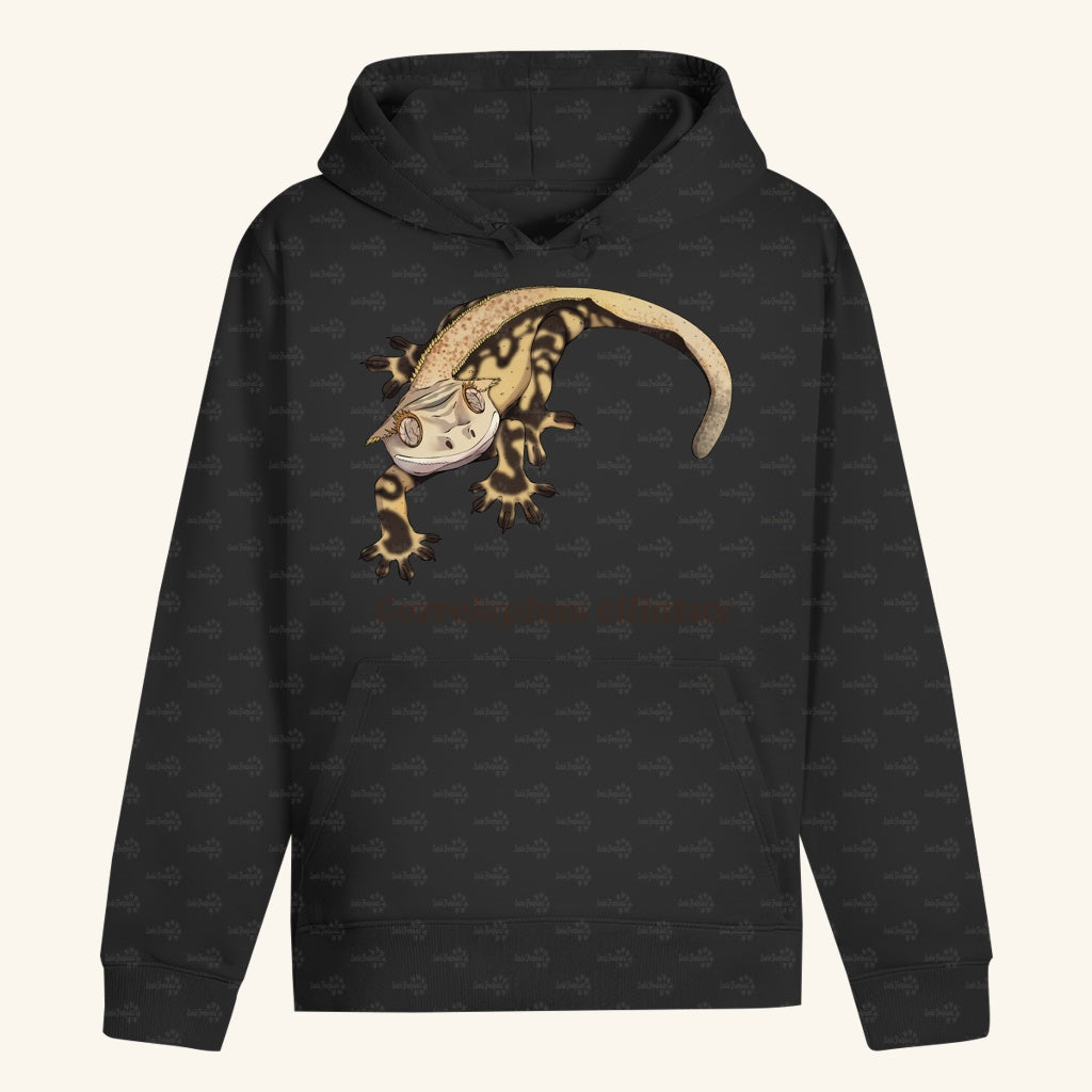 Unisex Bio Hoodie mit Bauchtasche | Kronengecko | Crested Gecko | Correlophus ciliatus