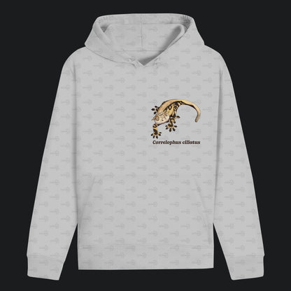 Unisex Bio Hoodie mit Bauchtasche | Kronengecko | Crested Gecko | Correlophus ciliatus