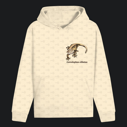 Unisex Bio Hoodie mit Bauchtasche | Kronengecko | Crested Gecko | Correlophus ciliatus