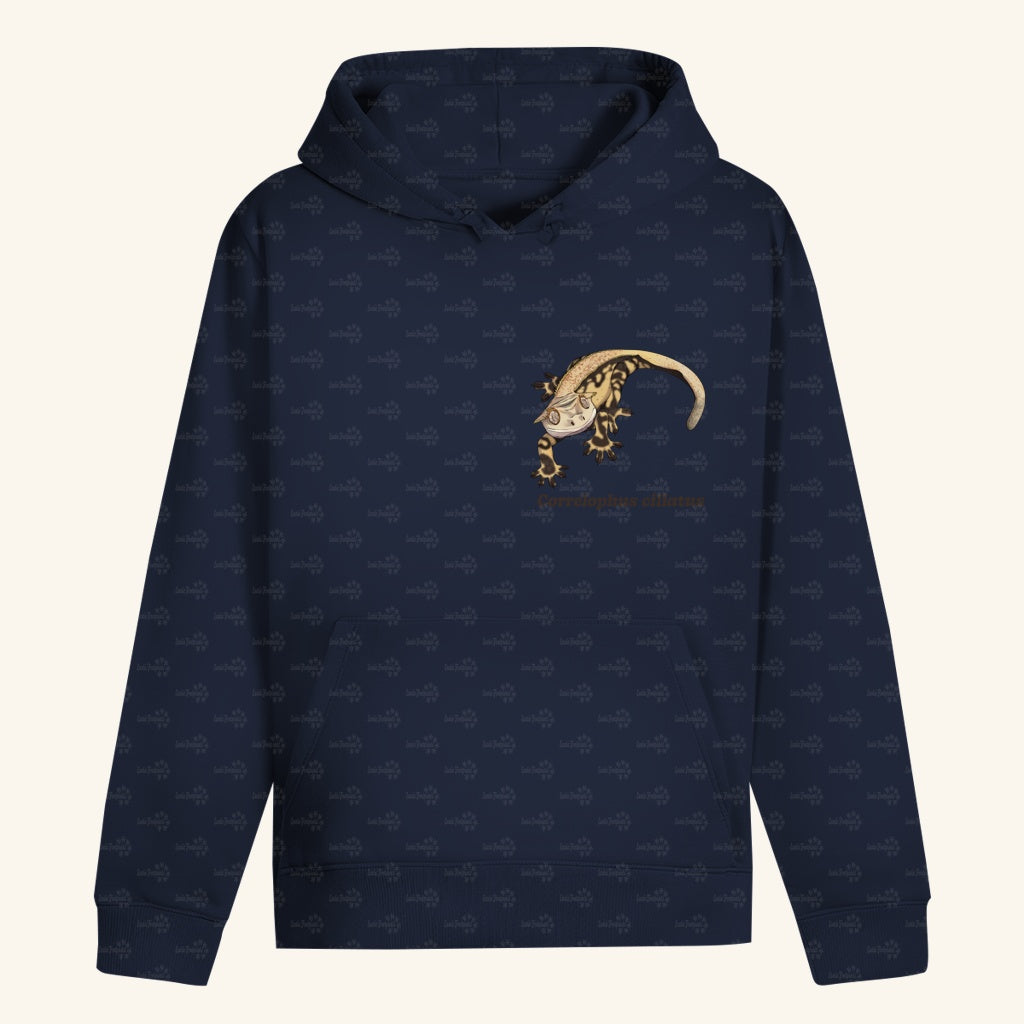 Unisex Bio Hoodie mit Bauchtasche | Kronengecko | Crested Gecko | Correlophus ciliatus