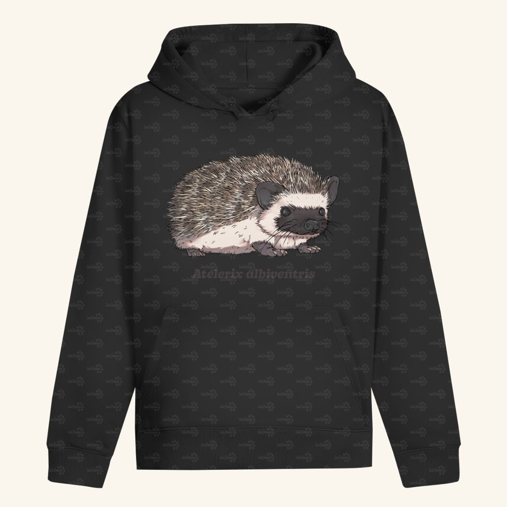 Unisex Bio Hoodie mit Bauchtasche | Afrikanischer Weißbauchigel Atelerix albiventris