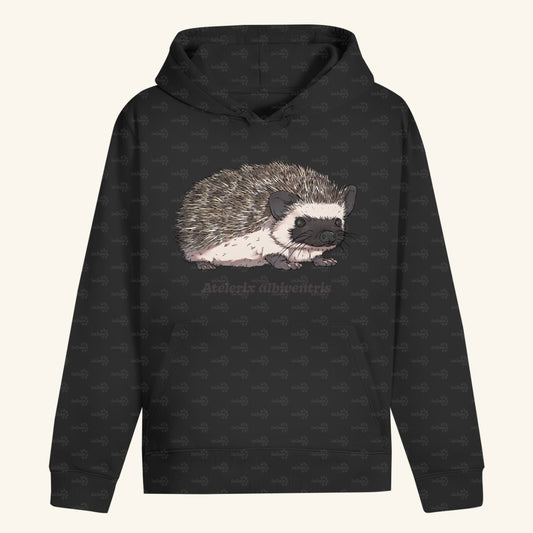 Unisex Bio Hoodie mit Bauchtasche | Afrikanischer Weißbauchigel Atelerix albiventris