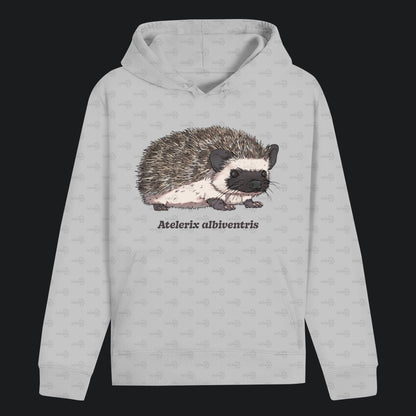 Unisex Bio Hoodie mit Bauchtasche | Afrikanischer Weißbauchigel Atelerix albiventris