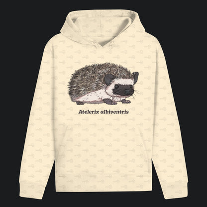 Unisex Bio Hoodie mit Bauchtasche | Afrikanischer Weißbauchigel Atelerix albiventris
