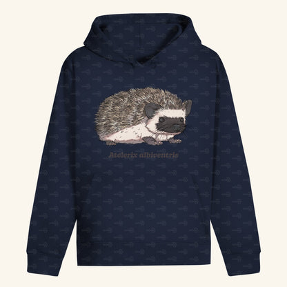 Unisex Bio Hoodie mit Bauchtasche | Afrikanischer Weißbauchigel Atelerix albiventris