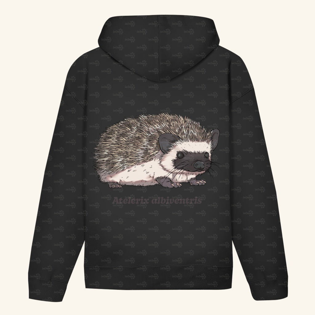Unisex Bio Hoodie mit Bauchtasche | Afrikanischer Weißbauchigel Atelerix albiventris