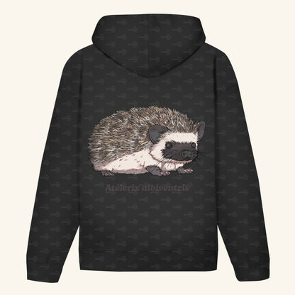 Unisex Bio Hoodie mit Bauchtasche | Afrikanischer Weißbauchigel Atelerix albiventris