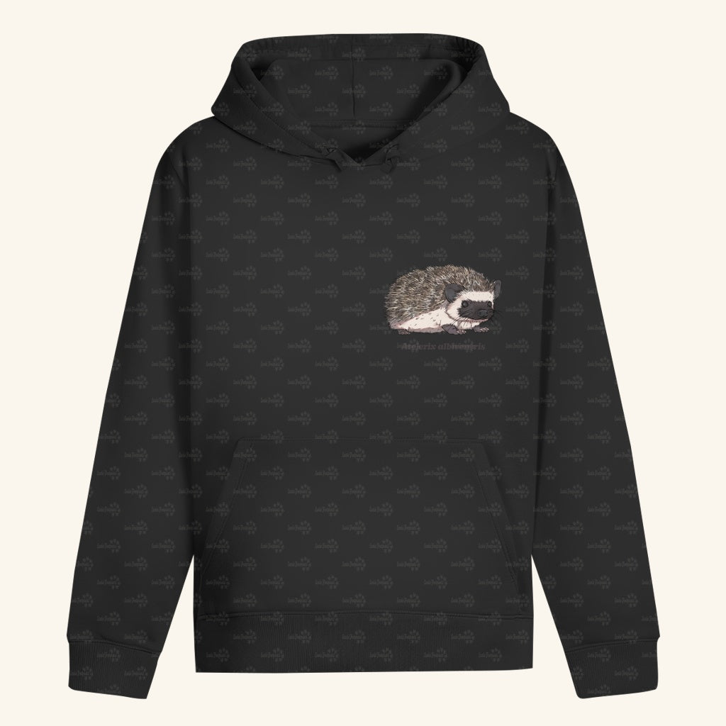 Unisex Bio Hoodie mit Bauchtasche | Afrikanischer Weißbauchigel Atelerix albiventris