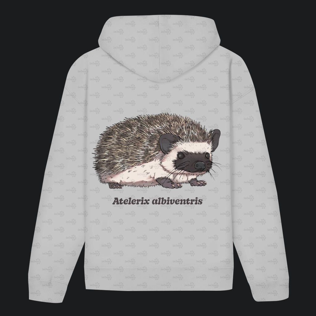 Unisex Bio Hoodie mit Bauchtasche | Afrikanischer Weißbauchigel Atelerix albiventris