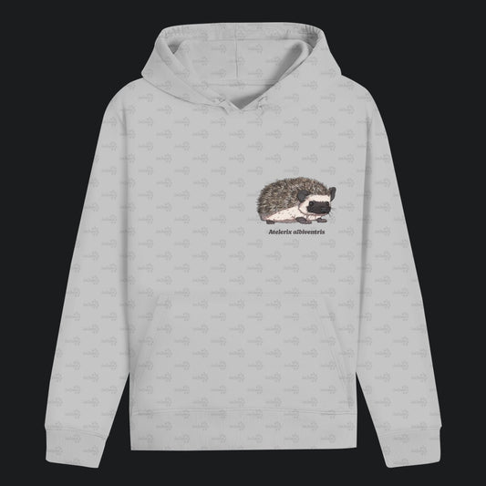Unisex Bio Hoodie mit Bauchtasche | Afrikanischer Weißbauchigel Atelerix albiventris
