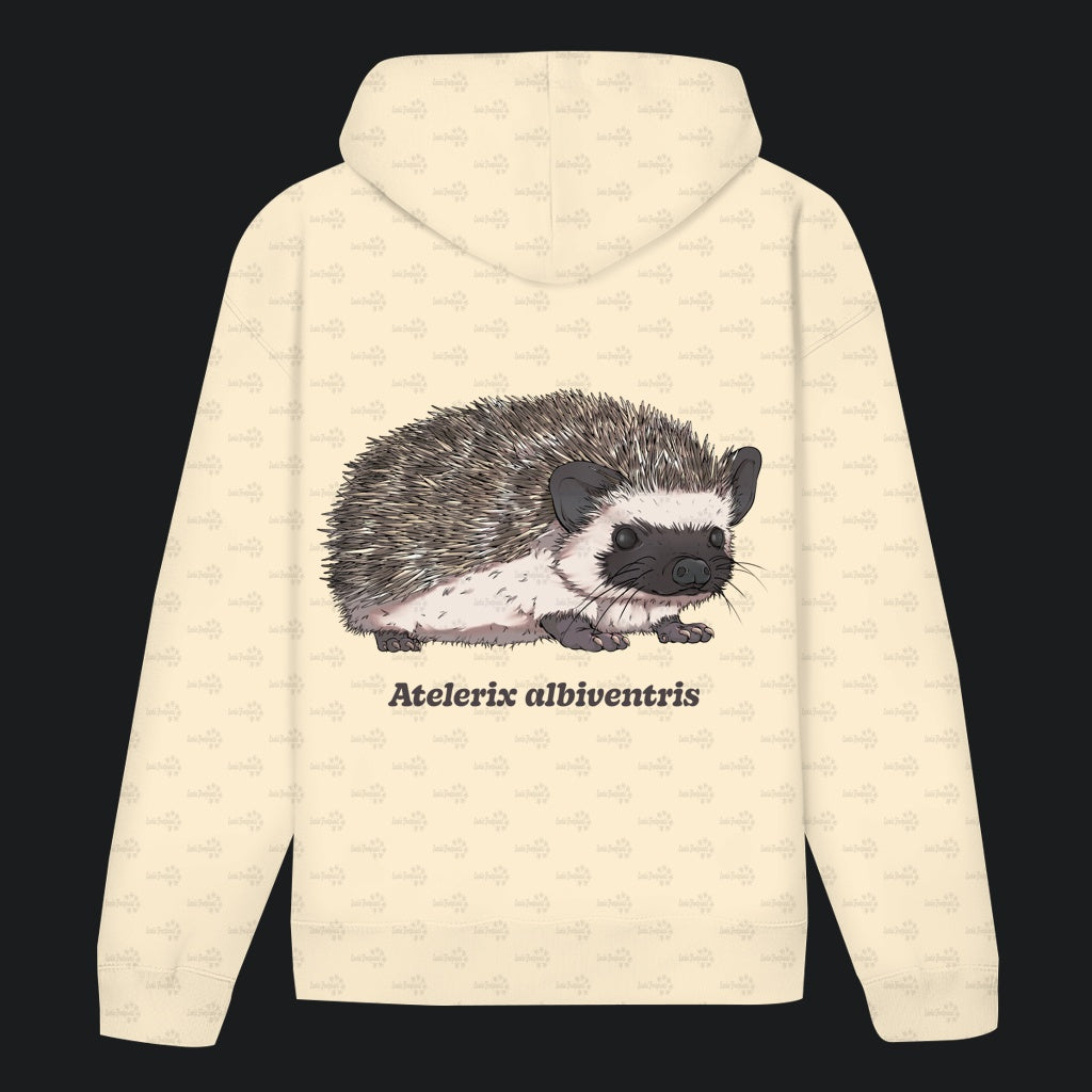 Unisex Bio Hoodie mit Bauchtasche | Afrikanischer Weißbauchigel Atelerix albiventris
