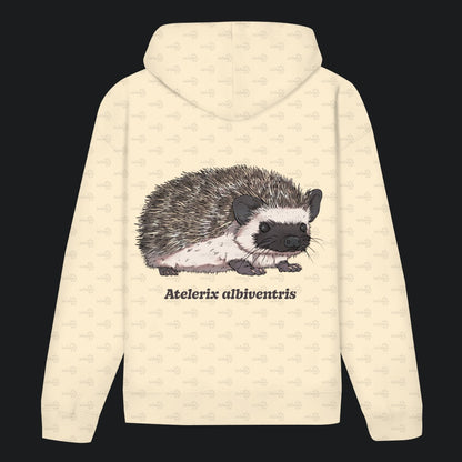 Unisex Bio Hoodie mit Bauchtasche | Afrikanischer Weißbauchigel Atelerix albiventris