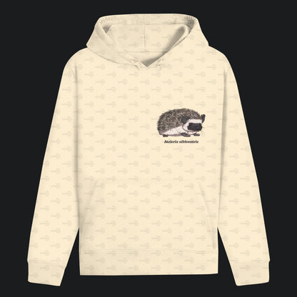 Unisex Bio Hoodie mit Bauchtasche | Afrikanischer Weißbauchigel Atelerix albiventris