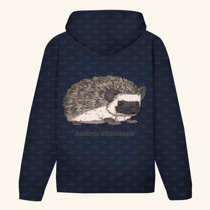 Unisex Bio Hoodie mit Bauchtasche | Afrikanischer Weißbauchigel Atelerix albiventris