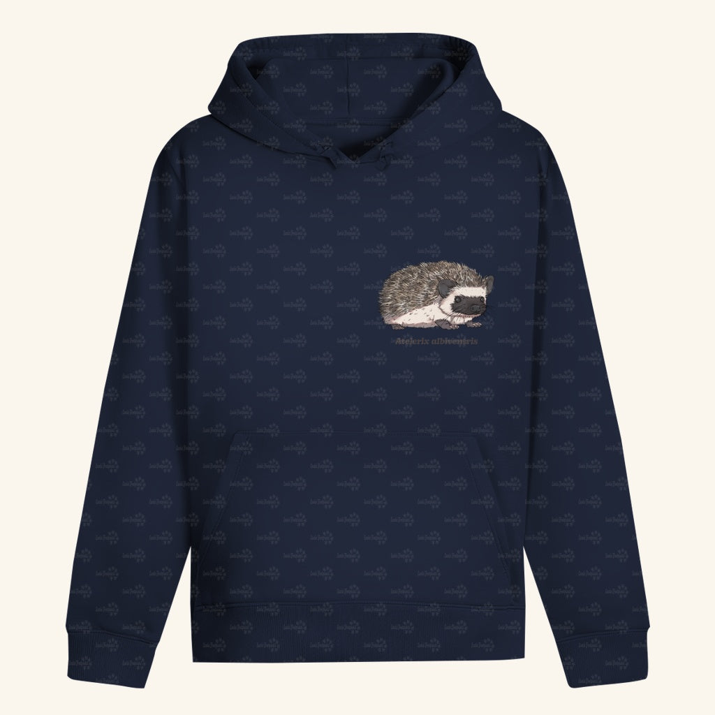 Unisex Bio Hoodie mit Bauchtasche | Afrikanischer Weißbauchigel Atelerix albiventris