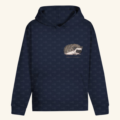 Unisex Bio Hoodie mit Bauchtasche | Afrikanischer Weißbauchigel Atelerix albiventris