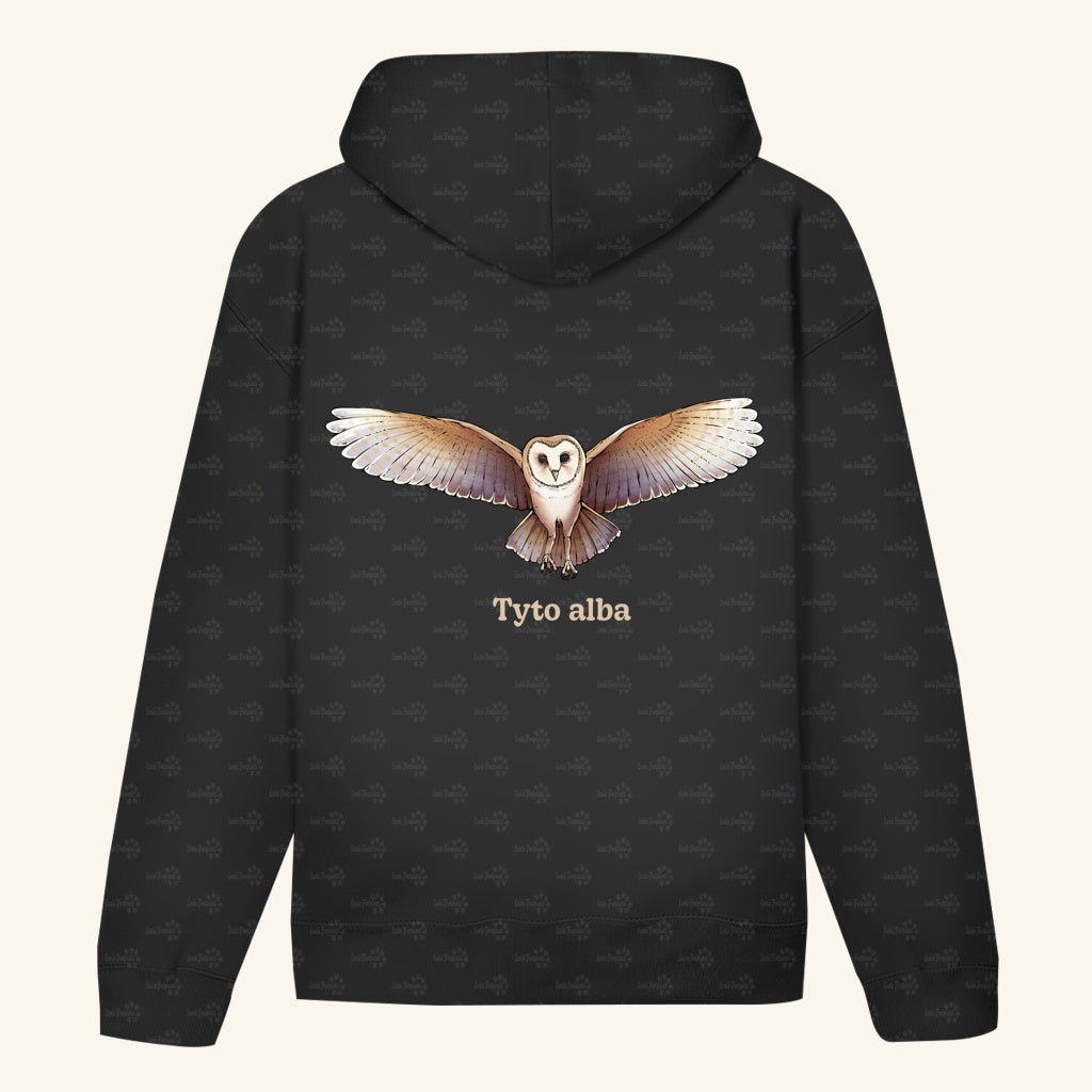 Unisex Bio Hoodie mit Bauchtasche | Schleiereule Barnowl Tyto alba