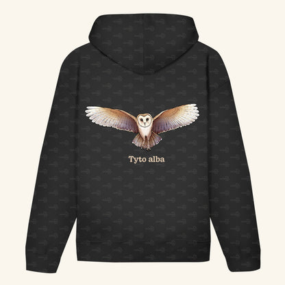 Unisex Bio Hoodie mit Bauchtasche | Schleiereule Barnowl Tyto alba