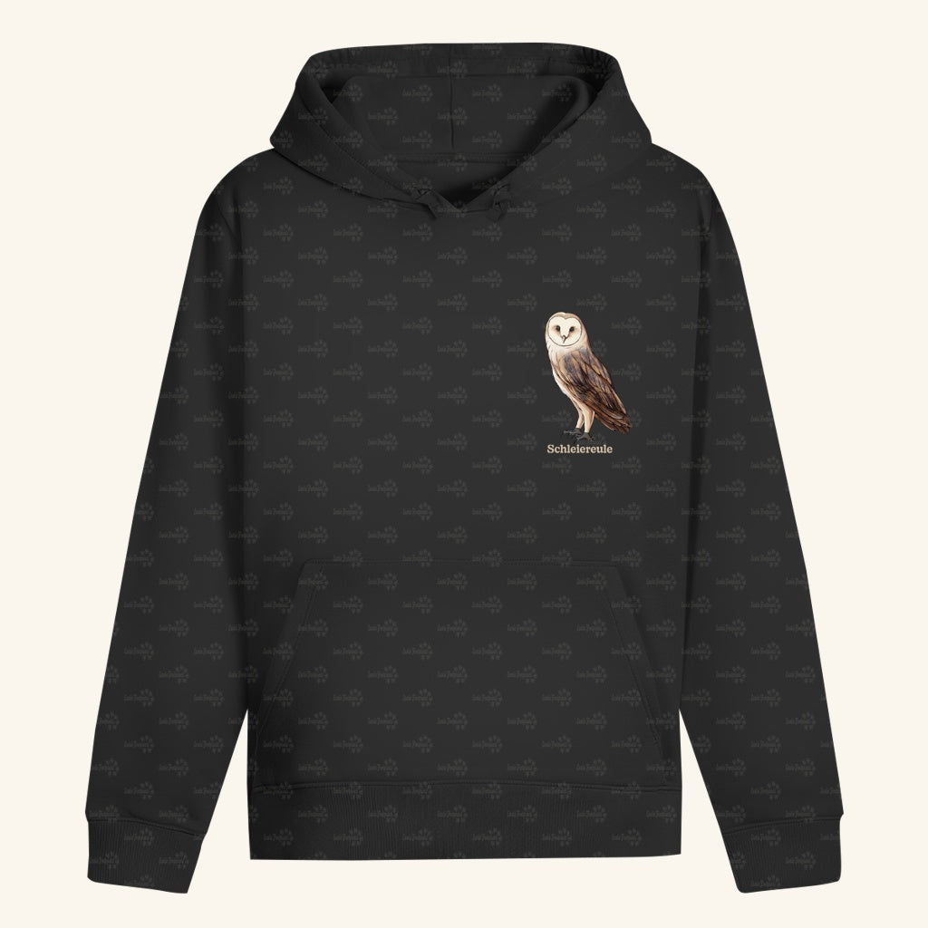 Unisex Bio Hoodie mit Bauchtasche | Schleiereule Barnowl Tyto alba