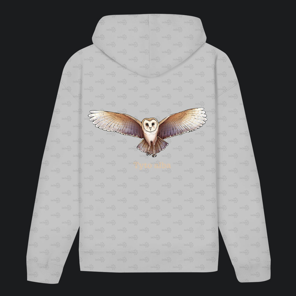 Unisex Bio Hoodie mit Bauchtasche | Schleiereule Barnowl Tyto alba